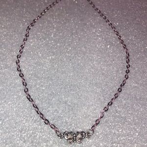 Pink chain chocker butterfly pendant 15” NEW